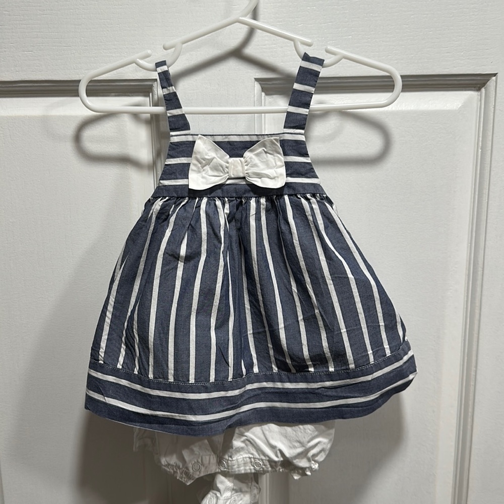 Janie and Jack Navy and White Striped Sundress with Bow